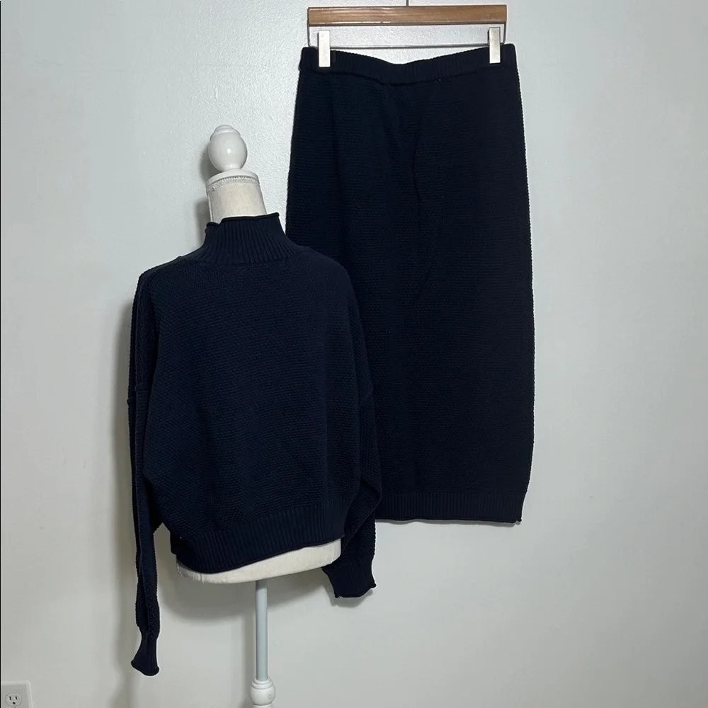 Free People Navy Knit Sweater and Skirt Set Large - Picture 6 of 7